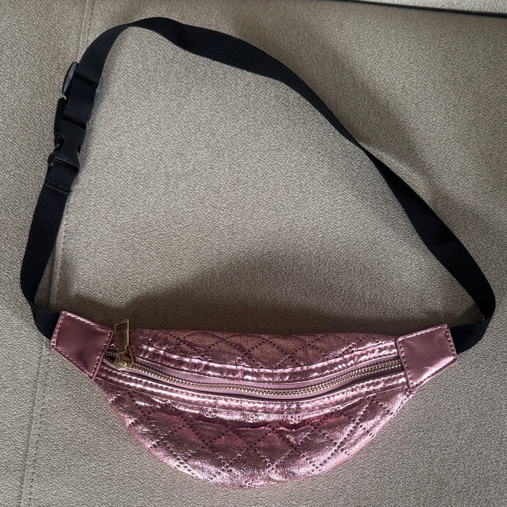 Pink Quilted Women's Belt Bag